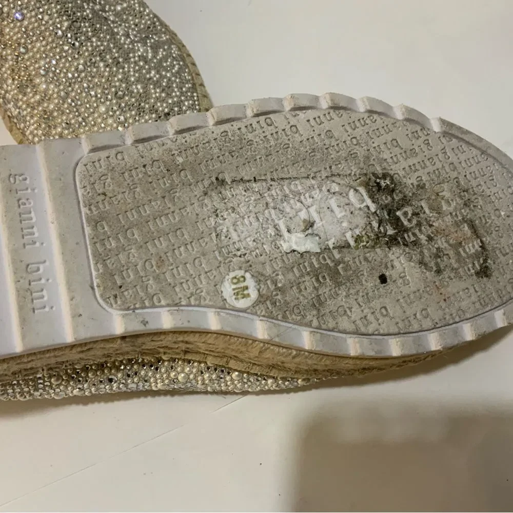 Gianni Bini Kaden Pearl Rhinestone Platform loafers women size 8